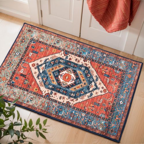 SERISSA 2x3 Washable Non Slip Boho Small Area Rug for Entryway，Rust