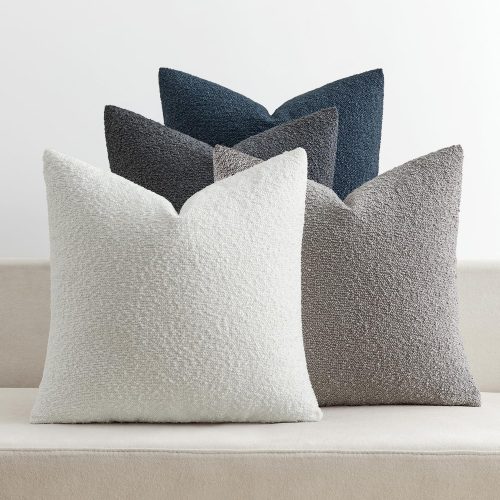MIULEE Decorative Boucle Throw Pillow Covers 18x18 Blue Gray Set of 4