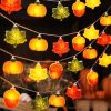 Fall Thanksgiving Lights Battery Operated 10Ft 20 LED Pumpkin Acorn Maple Leaf String Lights with Timer, Orange Autumn Light for Indoor Outdoor, Halloween Harvest Fall Decor for Home Porch Party