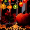 Fall Thanksgiving Lights Battery Operated 10Ft 20 LED Pumpkin Acorn Maple Leaf String Lights with Timer, Orange Autumn Light for Indoor Outdoor, Halloween Harvest Fall Decor for Home Porch Party