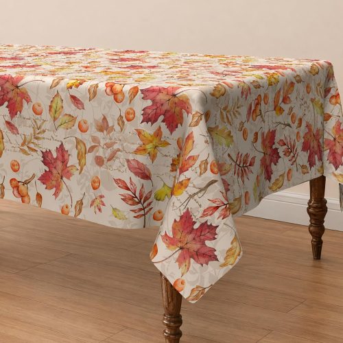 Fall Tablecloth 60×84 Inch Rectangle, Fall Decorations for Home Table Cloth, Orange Maple Leaves Decor Washable Seasonal Autumn Thanksgiving Tablecloths Polyester for Picnic Party Dinner