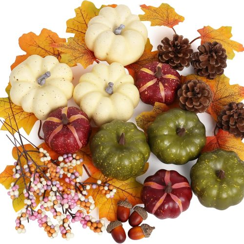 32 PCS Fall Pumpkins Set for Autumn Thanksgiving Halloween Home Decor