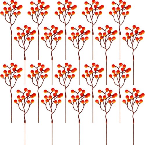 CTSEV-AP-3352_1 Fangoo 20 Pack 7 Inch Fall Artificial Orange Berry Stems