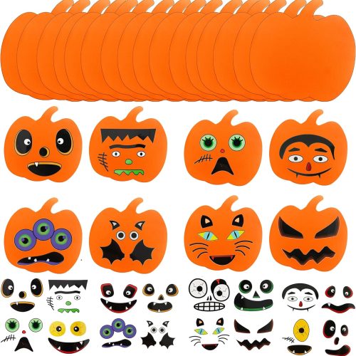 Taocco 32 PCS Halloween Foam Pumpkin Craft Kit and Pumpkin Stickers for Halloween Kids DIY Craft Party Trick or Treat Party Favors Decorations (Cute Pumpkin)