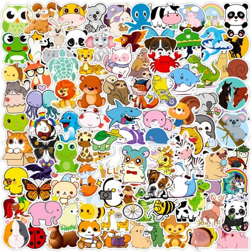 Cute Animal Stickers for Kids, 100 Pcs Zoo Animal Stickers for Water Bottle, Vinyl Waterproof Farm Zoo Sticker for Water Bottle Laptop for Kids Teens