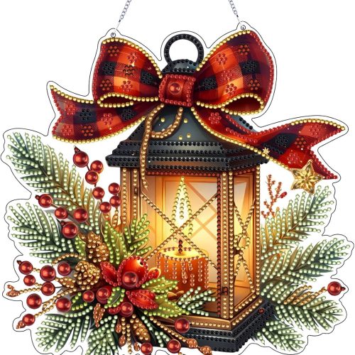 VODAPYC Christmas Candle Lamp Diamond Art Hanging Kits for Adults