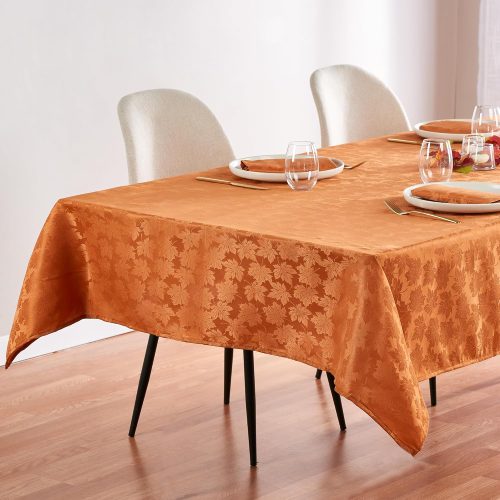 Kadut Thanksgiving Tablecloth Maple Leaf, Harvest, Fall Tablecloth. Amber (60x102 Inch) for 6 Foot Rectangle Tables Heavy Duty Fabric, Stain Proof Table Cloth for Harvest, Holiday.