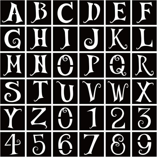 36Pcs 4Inch Halloween Letter Stencils Number Stencils Templates for Drawing