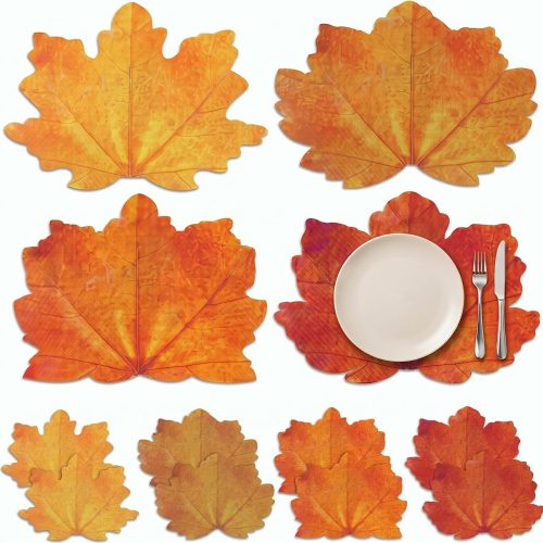Patelai 8 Pcs Thanksgiving Fall Placemats, Autumn Maple Leaf Place Mats