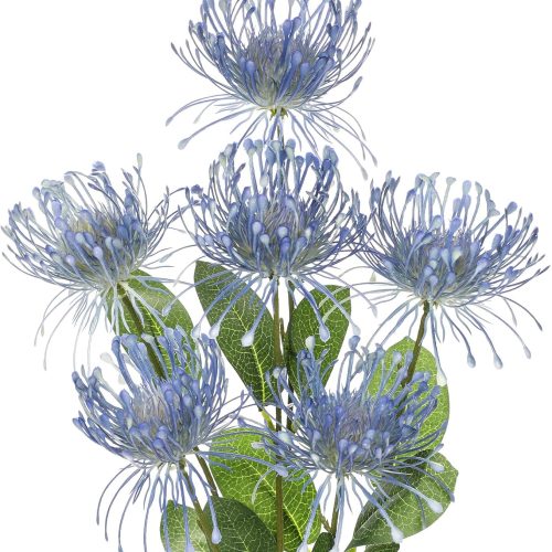 Hollyone 33" Blue Artificial Chrysanthemum Flowers 2Pcs Spider Mum Flower Arrangement Large Faux Flowers with 3 Heads Long Stem for Decoration Home Office Wedding Centerpiece Bouquet Decoration