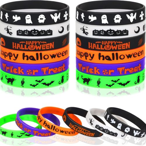 JUNEBRUSHS 42Pcs Halloween Silicone Bracelets Halloween Favors Supplies