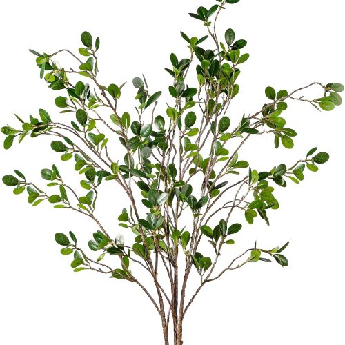 Sggvecsy 43’’ 3Pcs Artificial Ficus Branches Faux Leaf Spray Green Eucalyptus Branches Artificial Greenery Stems Fake Ficus Twig Plants for Home Office Wedding Vase Filler Shop Decoration