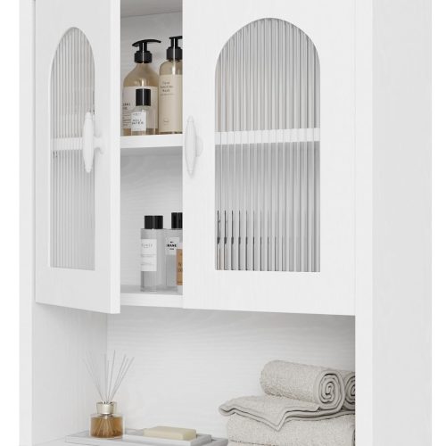 CJL Bathroom Wall Cabinet with Fluted Door, 18.9'' x 23.6'', White