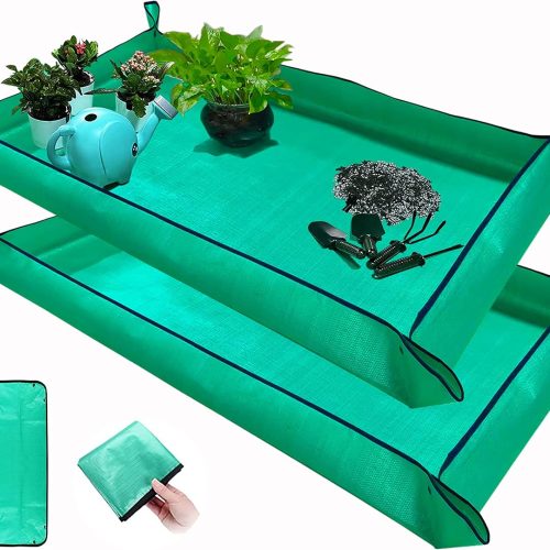 WF12607MAX_1 2 PCS Plant Repotting Mat for Indoor Plants, 43" X 29" Thickened Foldable Waterproof Plant Potting Tray and Mess Control, Portable Potting Mat Gardening Tray for House Plants Succulents, Extra Large