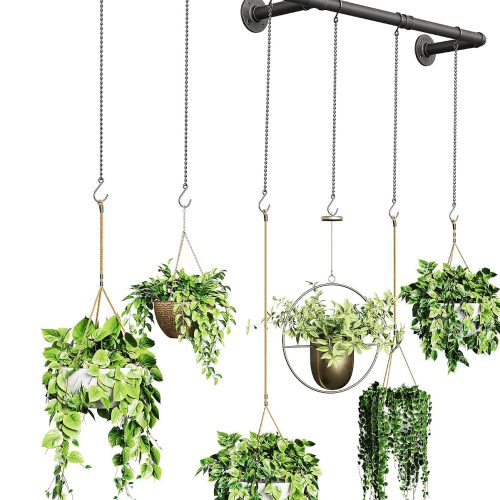 WF3736MAX_1 SOFITORG 65.7" Metal Plant Hanging Rod with 6 Chains, Pots Not Included