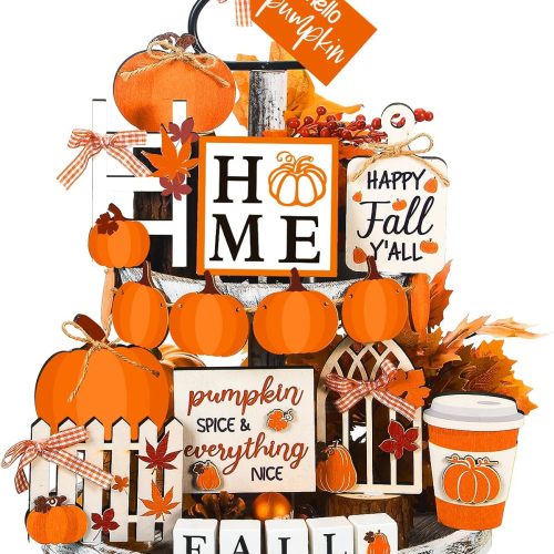 WF7884MAX_1 BBTO 17 Set Fall Tiered Tray Decor Rustic Farmhouse 3D Layered Wooden Signs